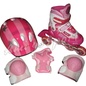 Роликовые коньки с защитой COMBO-JET (цвет розовый - раздвижные на 4 размера)